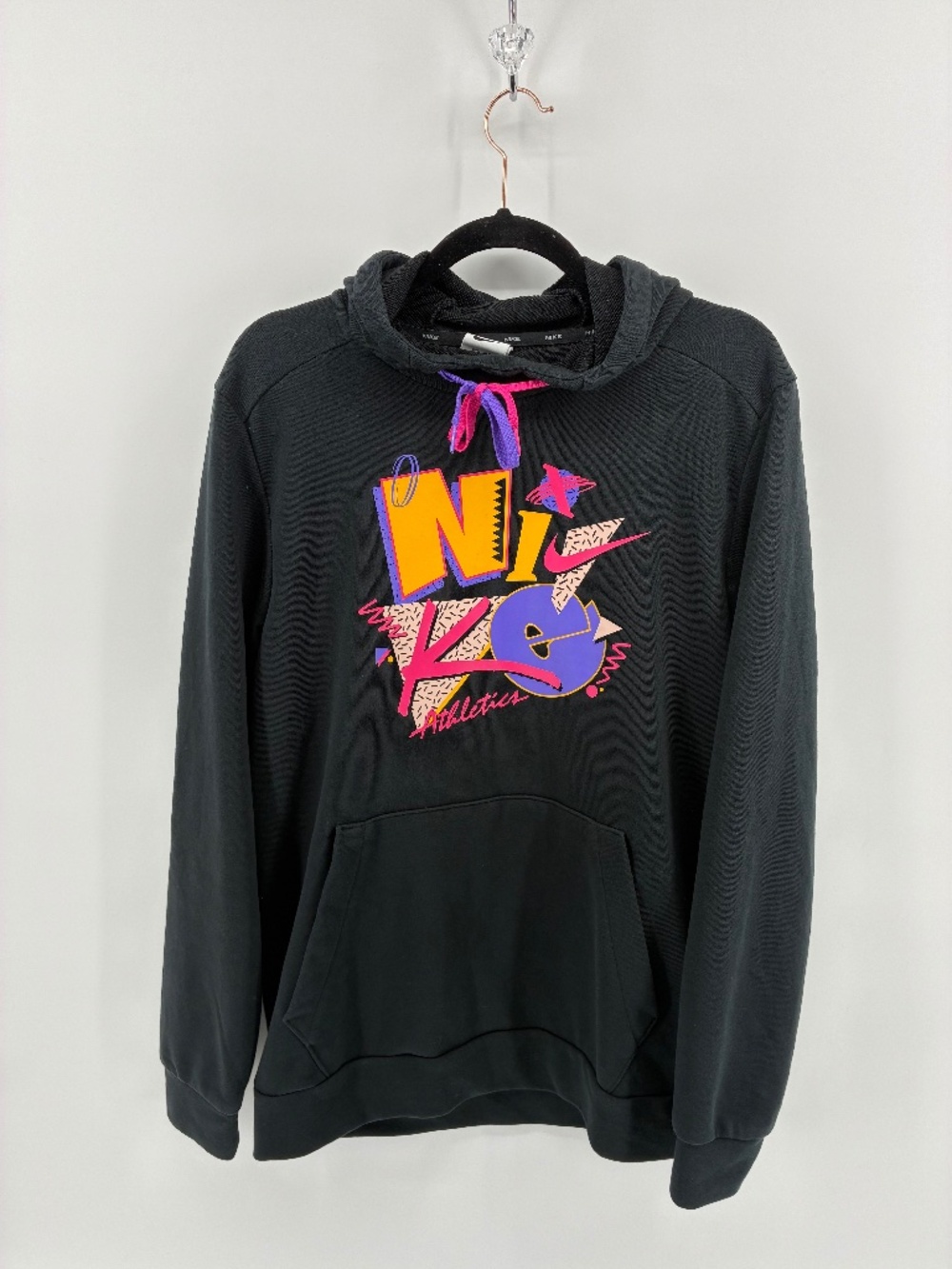 Nike Black Hoodie with Purple and Pink Graphic